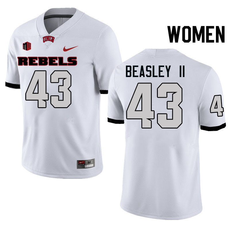 Women #43 Jae Beasley II UNLV Rebels College Football Jerseys Stitched-White